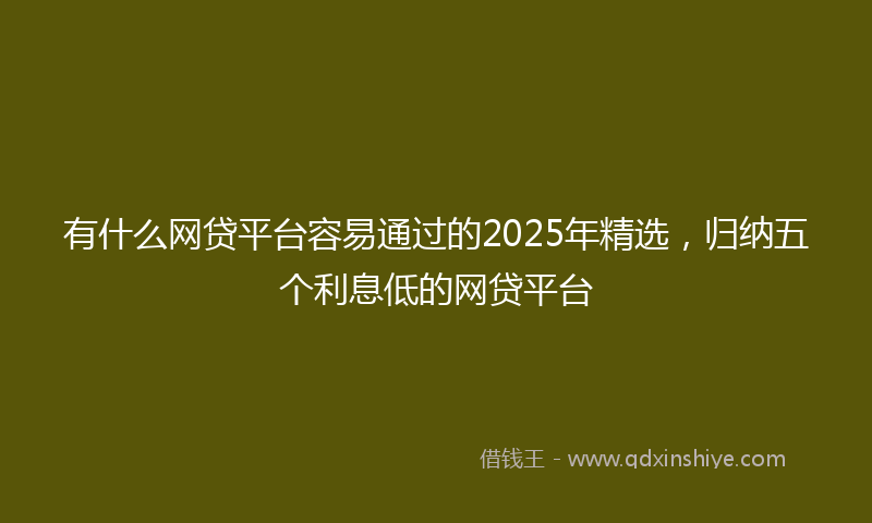 有什么网贷平台容易通过的2025年精选，归纳五个利息低的网贷平台