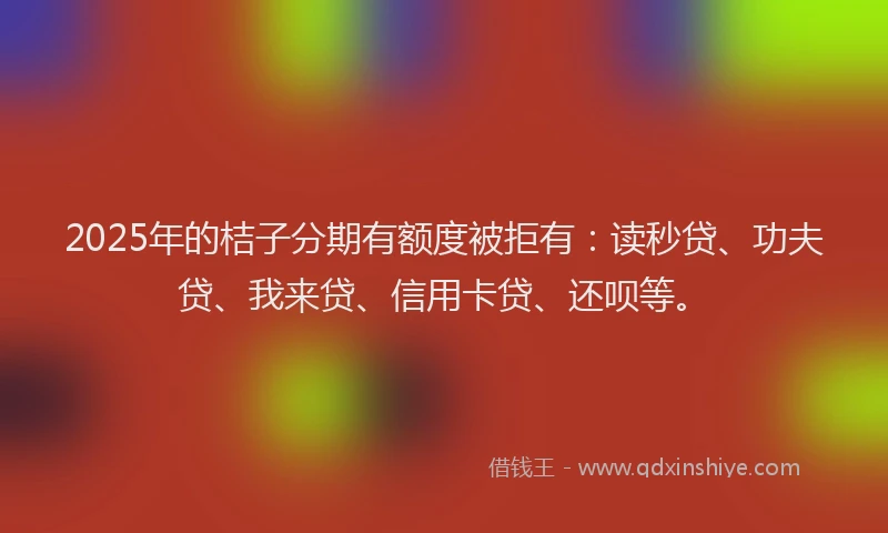 2025年的桔子分期有额度被拒有：读秒贷、功夫贷、我来贷、信用卡贷、还呗等。