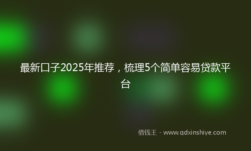 最新口子2025年推荐，梳理5个简单容易贷款平台