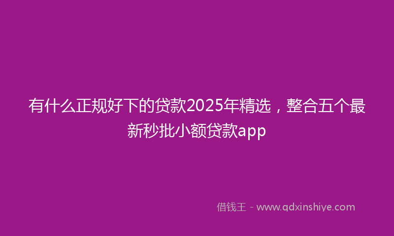 有什么正规好下的贷款2025年精选，整合五个最新秒批小额贷款app