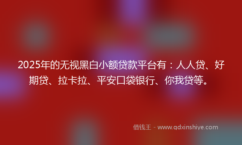 2025年的无视黑白小额贷款平台有：人人贷、好期贷、拉卡拉、平安口袋银行、你我贷等。