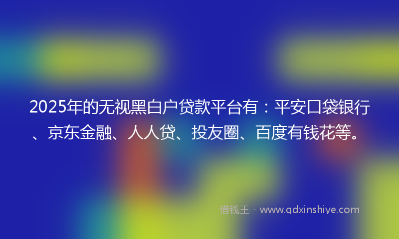 2025年的无视黑白户贷款平台有：平安口袋银行、京东金融、人人贷、投友圈、百度有钱花等。