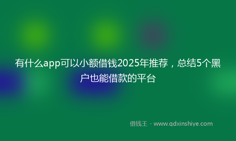 有什么app可以小额借钱2025年推荐，总结5个黑户也能借款的平台