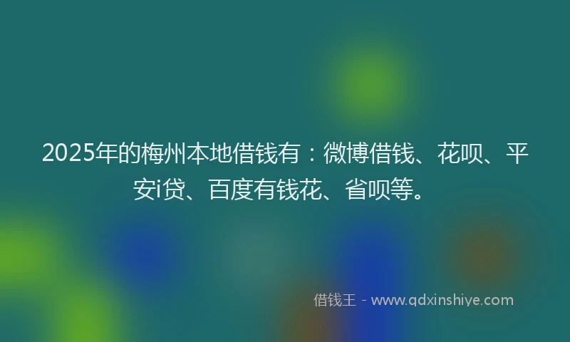 2025年的梅州本地借钱有：微博借钱、花呗、平安i贷、百度有钱花、省呗等。