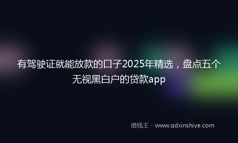 有驾驶证就能放款的口子2025年精选，盘点五个无视黑白户的贷款app