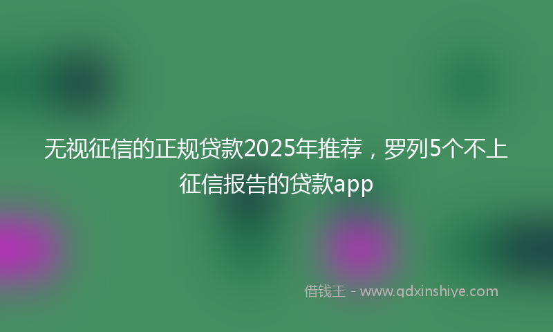 无视征信的正规贷款2025年推荐，罗列5个不上征信报告的贷款app
