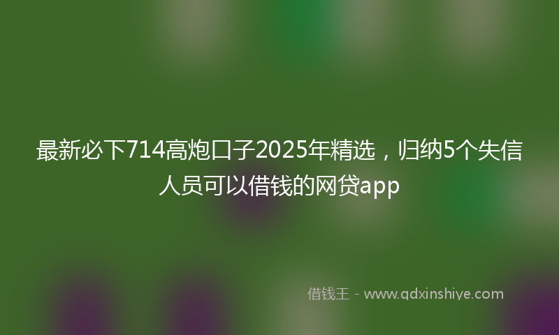 最新必下714高炮口子2025年精选，归纳5个失信人员可以借钱的网贷app