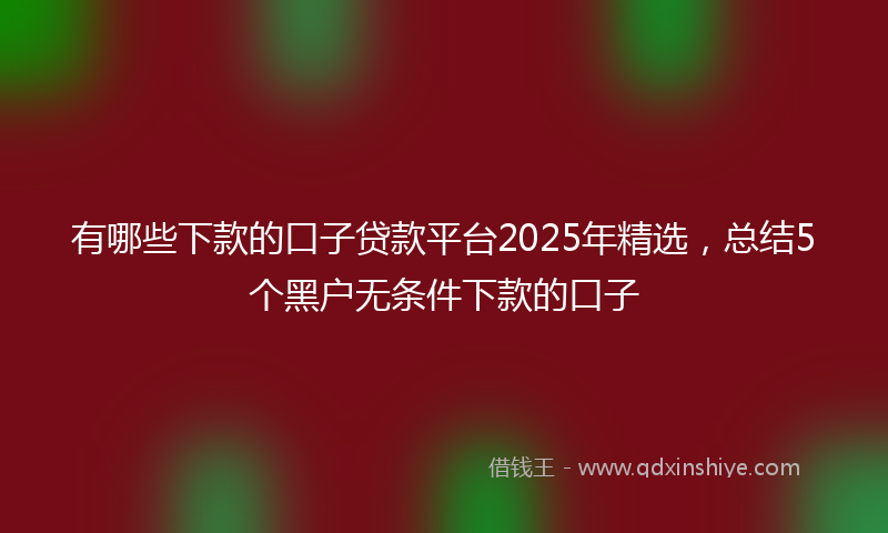 有哪些下款的口子贷款平台2025年精选，总结5个黑户无条件下款的口子
