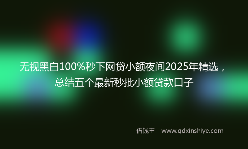 无视黑白100%秒下网贷小额夜间2025年精选，总结五个最新秒批小额贷款口子