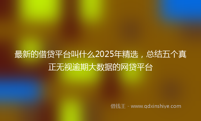 最新的借贷平台叫什么2025年精选，总结五个真正无视逾期大数据的网贷平台