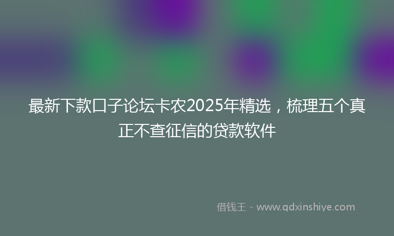 最新下款口子论坛卡农2025年精选，梳理五个真正不查征信的贷款软件
