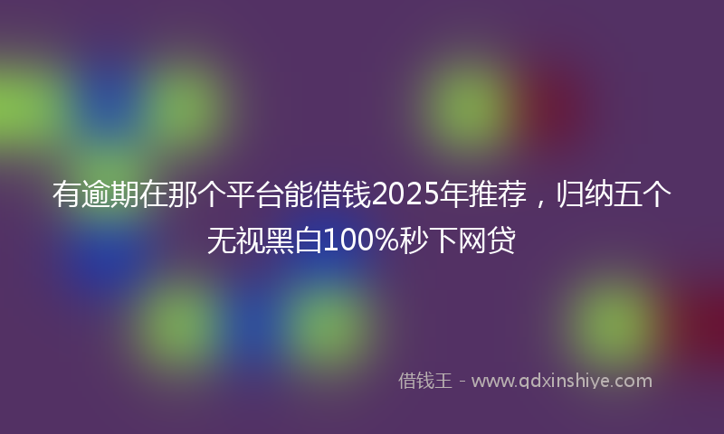 有逾期在那个平台能借钱2025年推荐，归纳五个无视黑白100%秒下网贷