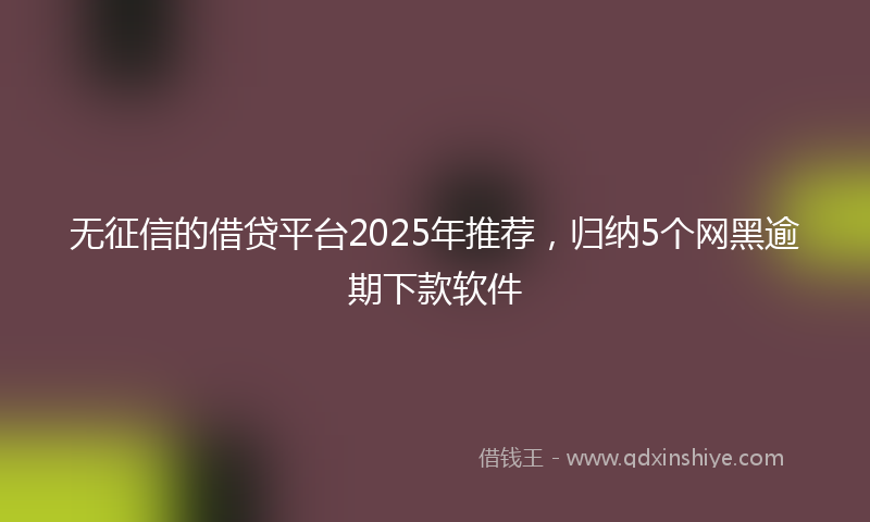 无征信的借贷平台2025年推荐，归纳5个网黑逾期下款软件