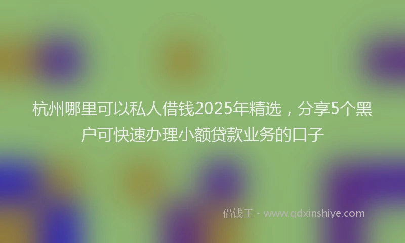 杭州哪里可以私人借钱2025年精选，分享5个黑户可快速办理小额贷款业务的口子