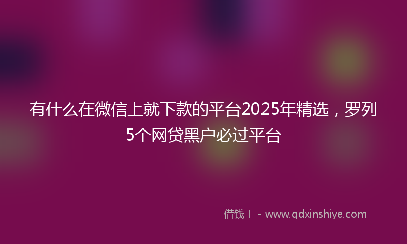有什么在微信上就下款的平台2025年精选，罗列5个网贷黑户必过平台