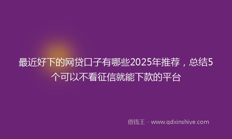 最近好下的网贷口子有哪些2025年推荐，总结5个可以不看征信就能下款的平台