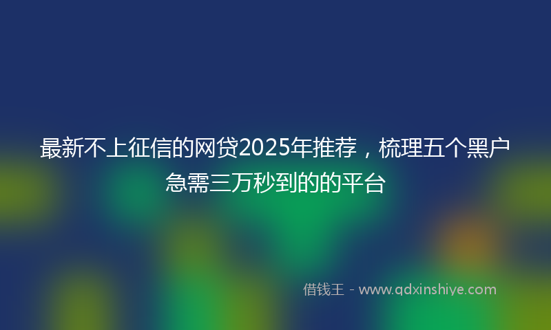 最新不上征信的网贷2025年推荐，梳理五个黑户急需三万秒到的的平台