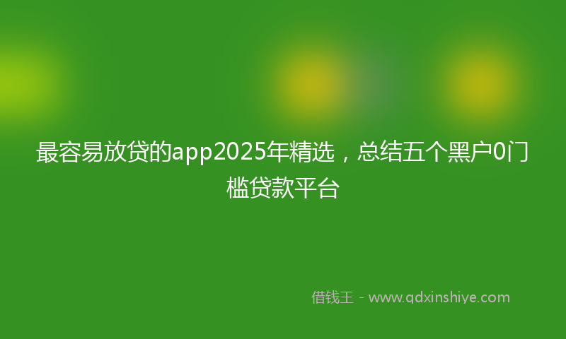 最容易放贷的app2025年精选，总结五个黑户0门槛贷款平台