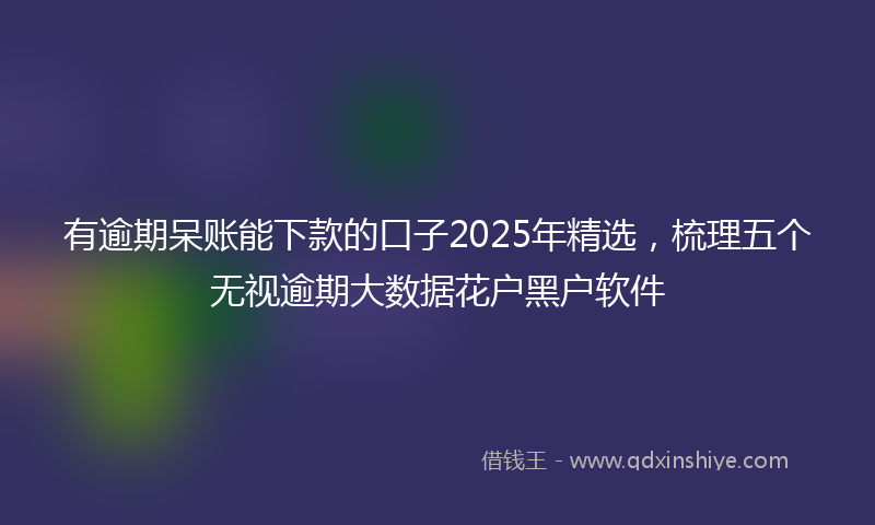 有逾期呆账能下款的口子2025年精选，梳理五个无视逾期大数据花户黑户软件