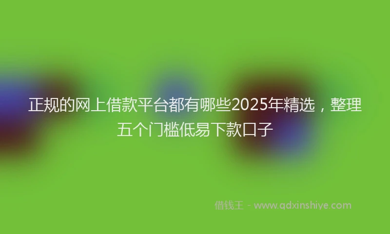 正规的网上借款平台都有哪些2025年精选，整理五个门槛低易下款口子