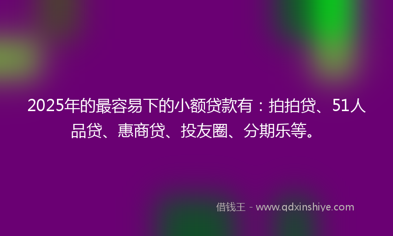 2025年的最容易下的小额贷款有：拍拍贷、51人品贷、惠商贷、投友圈、分期乐等。