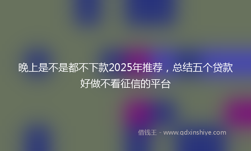 晚上是不是都不下款2025年推荐，总结五个贷款好做不看征信的平台