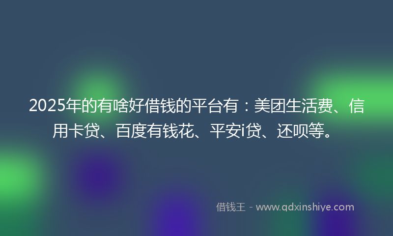 2025年的有啥好借钱的平台有：美团生活费、信用卡贷、百度有钱花、平安i贷、还呗等。
