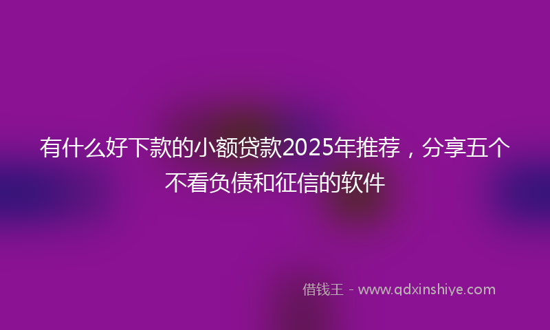 有什么好下款的小额贷款2025年推荐，分享五个不看负债和征信的软件