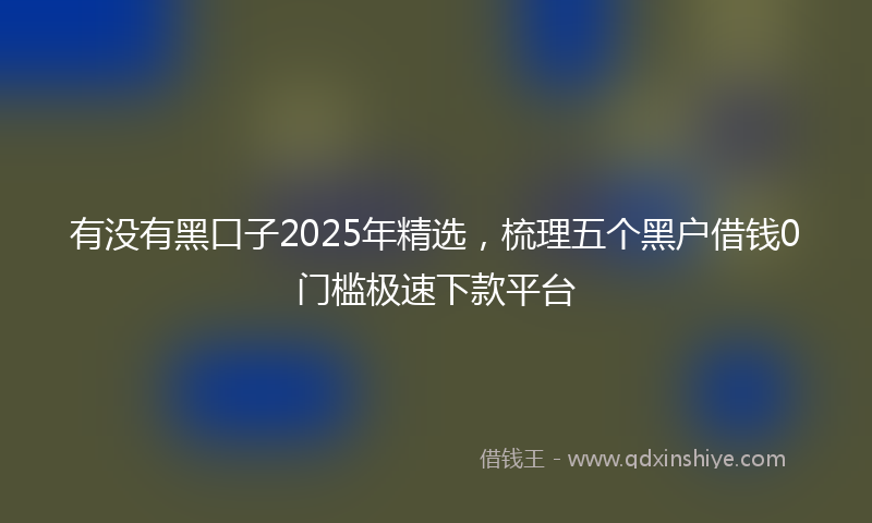 有没有黑口子2025年精选，梳理五个黑户借钱0门槛极速下款平台