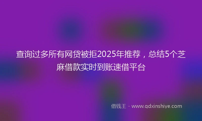 查询过多所有网贷被拒2025年推荐，总结5个芝麻借款实时到账速借平台