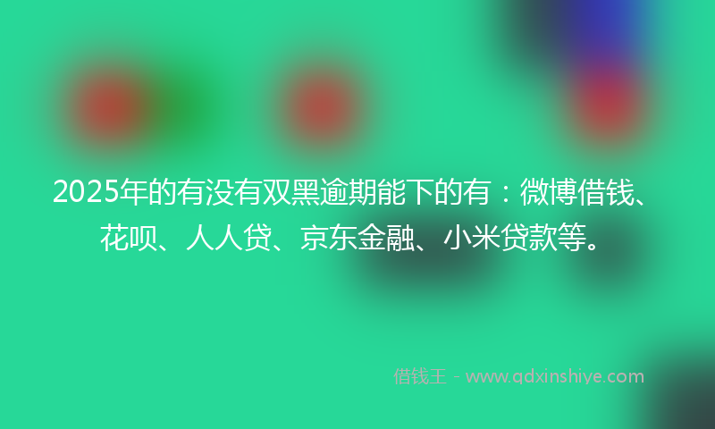 2025年的有没有双黑逾期能下的有：微博借钱、花呗、人人贷、京东金融、小米贷款等。