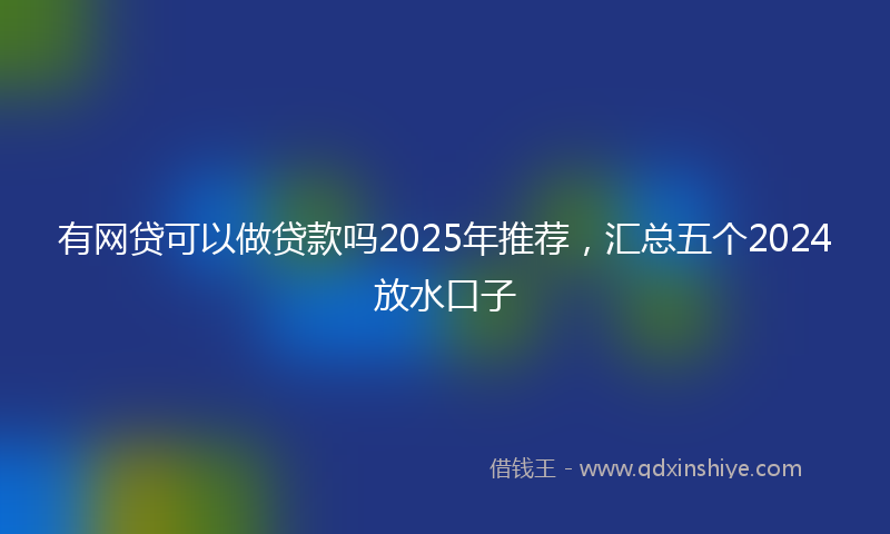 有网贷可以做贷款吗2025年推荐，汇总五个2024放水口子