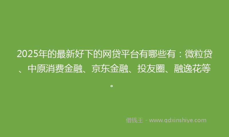 2025年的最新好下的网贷平台有哪些有：微粒贷、中原消费金融、京东金融、投友圈、融逸花等。