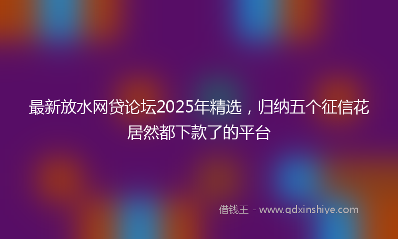 最新放水网贷论坛2025年精选，归纳五个征信花居然都下款了的平台