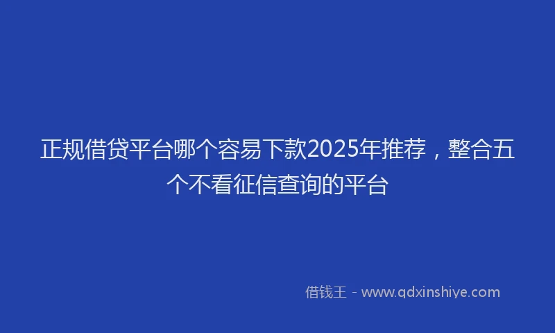 正规借贷平台哪个容易下款2025年推荐，整合五个不看征信查询的平台