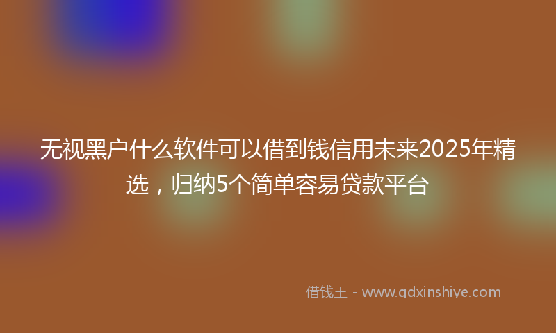 无视黑户什么软件可以借到钱信用未来2025年精选，归纳5个简单容易贷款平台