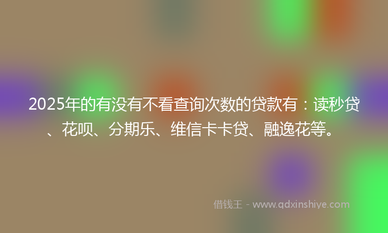 2025年的有没有不看查询次数的贷款有：读秒贷、花呗、分期乐、维信卡卡贷、融逸花等。