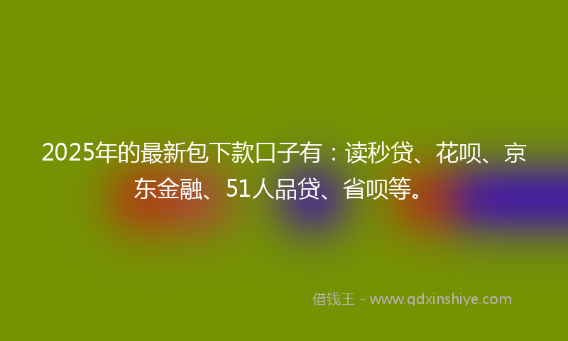 2025年的最新包下款口子有：读秒贷、花呗、京东金融、51人品贷、省呗等。