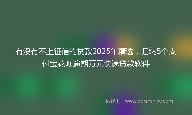 有没有不上征信的贷款2025年精选，归纳5个支付宝花呗逾期万元快速贷款软件
