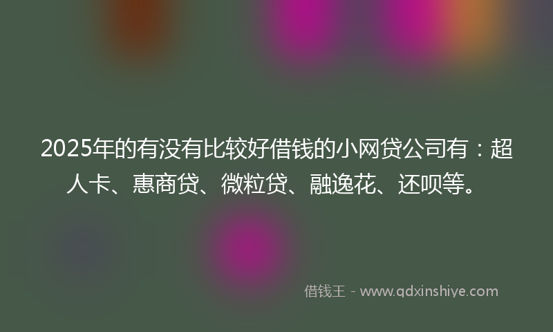 2025年的有没有比较好借钱的小网贷公司有：超人卡、惠商贷、微粒贷、融逸花、还呗等。