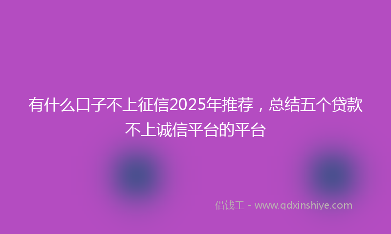 有什么口子不上征信2025年推荐，总结五个贷款不上诚信平台的平台