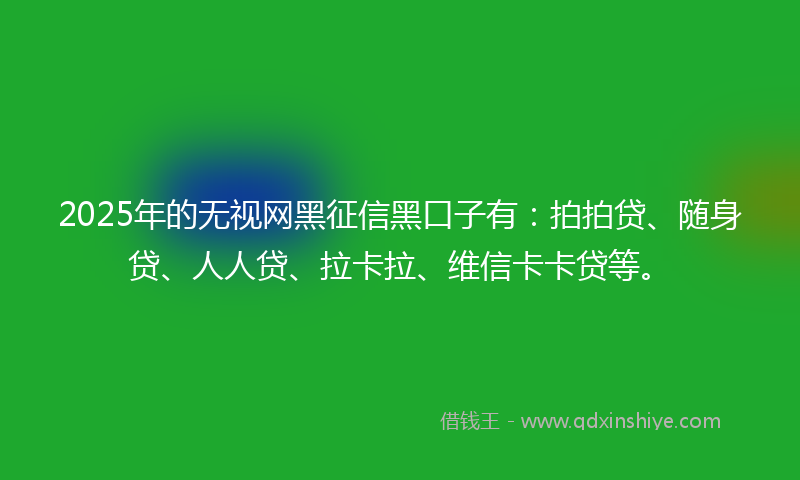 2025年的无视网黑征信黑口子有：拍拍贷、随身贷、人人贷、拉卡拉、维信卡卡贷等。