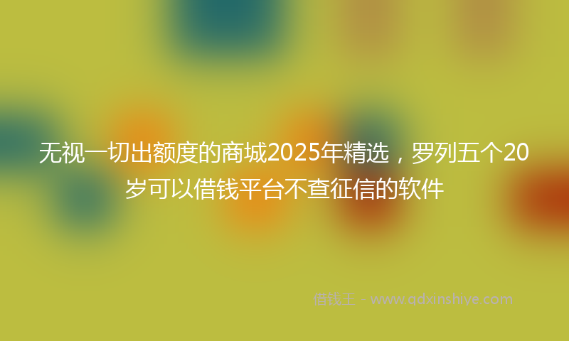 无视一切出额度的商城2025年精选，罗列五个20岁可以借钱平台不查征信的软件