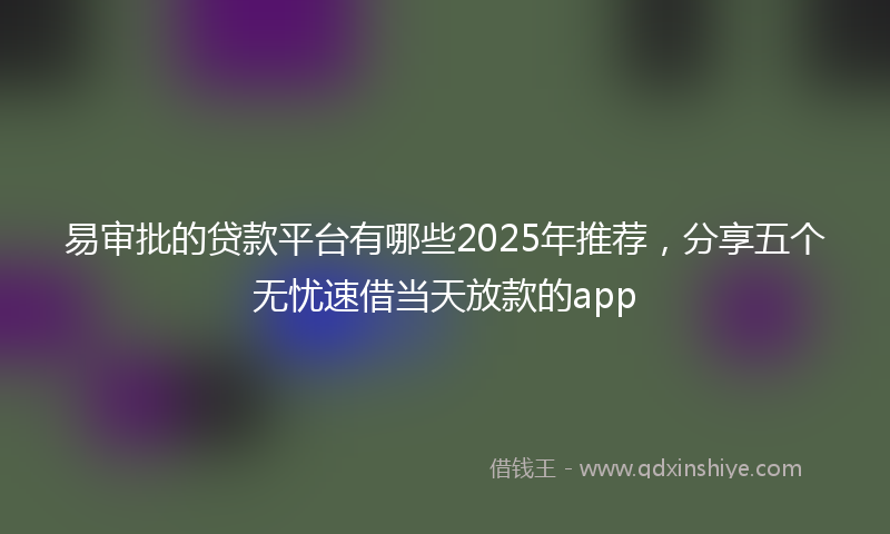 易审批的贷款平台有哪些2025年推荐，分享五个无忧速借当天放款的app