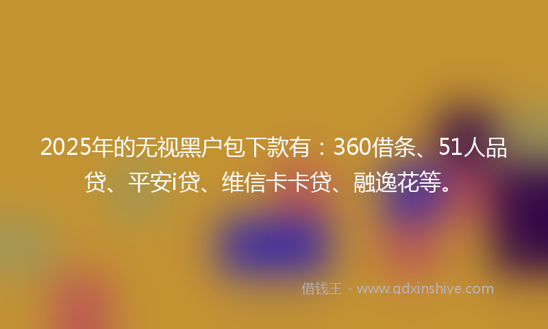 2025年的无视黑户包下款有：360借条、51人品贷、平安i贷、维信卡卡贷、融逸花等。