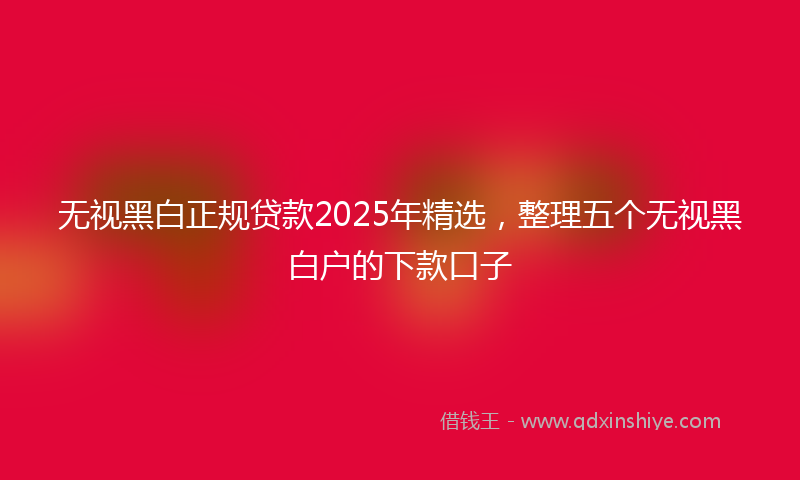 无视黑白正规贷款2025年精选，整理五个无视黑白户的下款口子