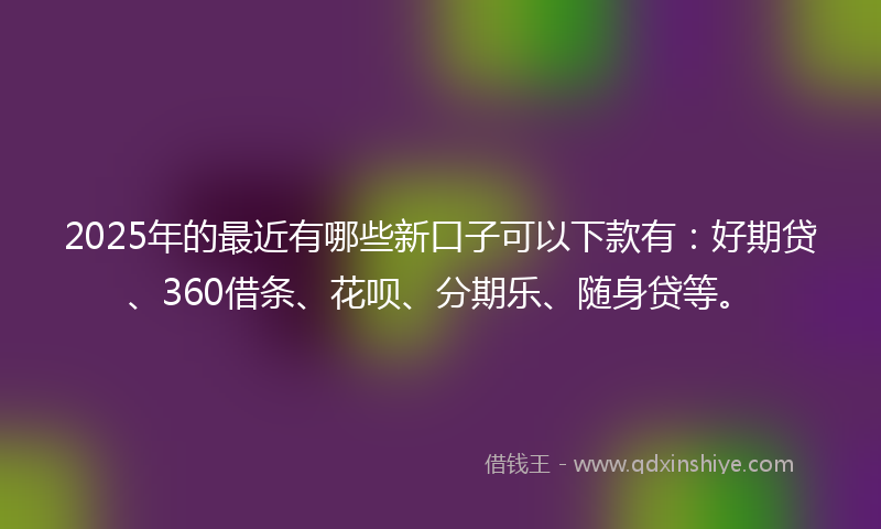2025年的最近有哪些新口子可以下款有：好期贷、360借条、花呗、分期乐、随身贷等。