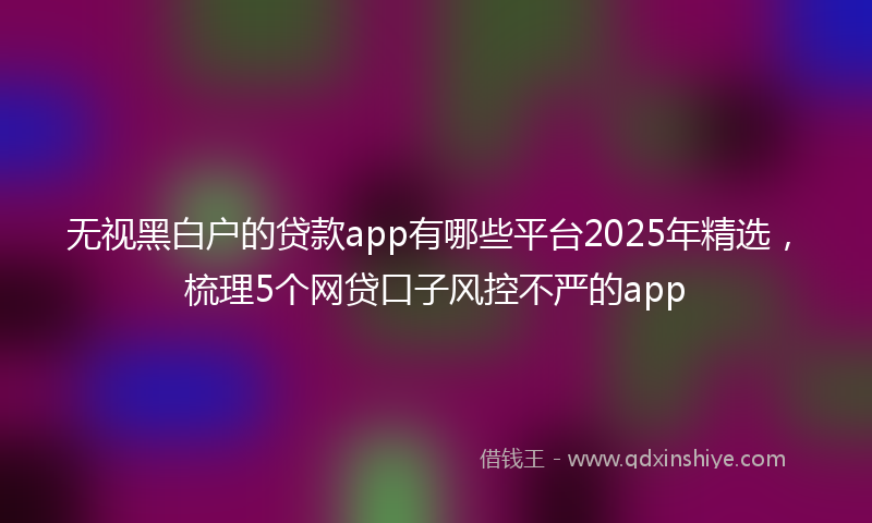 无视黑白户的贷款app有哪些平台2025年精选，梳理5个网贷口子风控不严的app