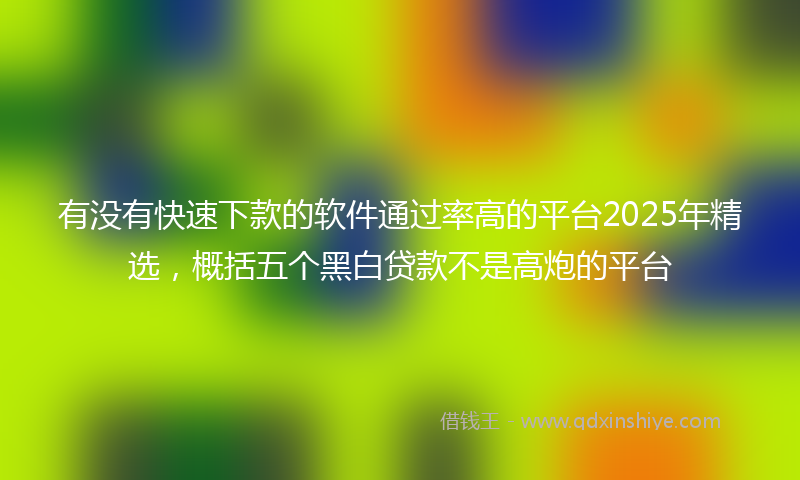 有没有快速下款的软件通过率高的平台2025年精选，概括五个黑白贷款不是高炮的平台