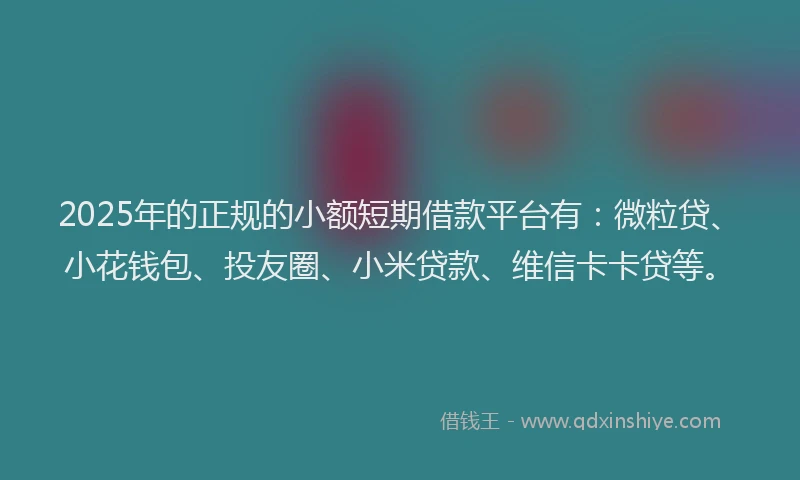 2025年的正规的小额短期借款平台有：微粒贷、小花钱包、投友圈、小米贷款、维信卡卡贷等。